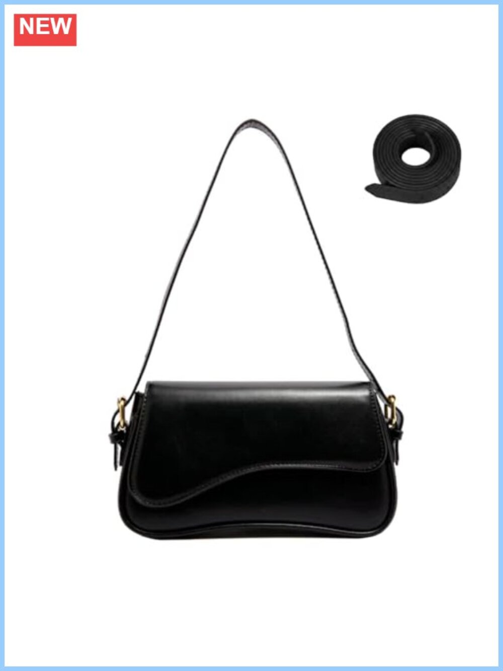 PU Leather Shoulder Bag Y2K Crossbody Clutch Purse with 2 Removable Straps